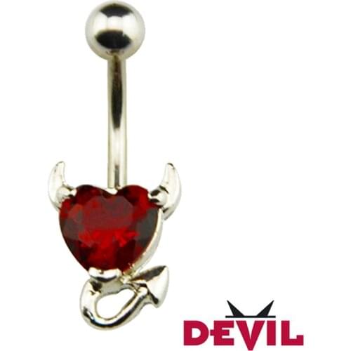 10pcs/lot Heart Gem Devil Horns Dangle Navel Bar Stud Belly Button Rings Body Piercing Jewelry