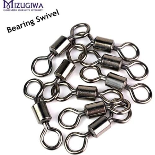 200 pcs Ball Bearing Rolling Fishing Swivel Solid Rings Sea Fishing Hook Connector Fishing Lure Copper Stainless Steel #1-#14
