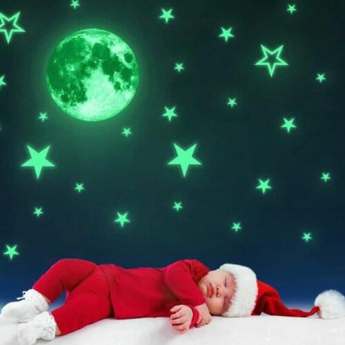 Luminous Moon Stars Wall Stickers Creative Personality Fluorescent Wall Stickers Environmental Removable Hot Sale Wall Stickers