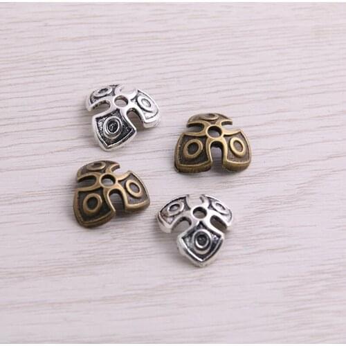 SWEET BELL 70pcs 5*14*15mm Two Color Retro Bead Caps Charm Hollow Triangle Pendants Jewelry Accessories DIY Receptacle Charms