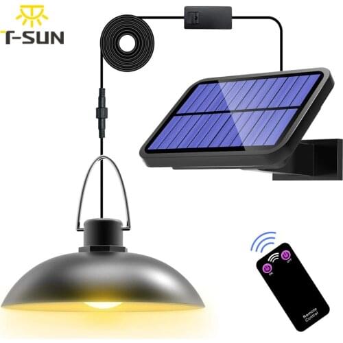 T-SUN Solar Pendant Light Outdoor Indoor Solar Lamp With Line Warm White Lighting For Camping Garden Yard IP65 Solar Power Light