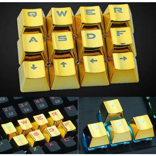 12pcs Game Office Durable Mechanical Keyboard Keycap Universal Removal USB Low Profile Accessory Replacement Gold Plated Backlit