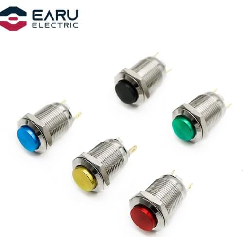 12mm Waterproof Momentary High Round Metal Push Button Switch Stainless Steel DIY Car Start Horn Speaker Bell Automatic Reset