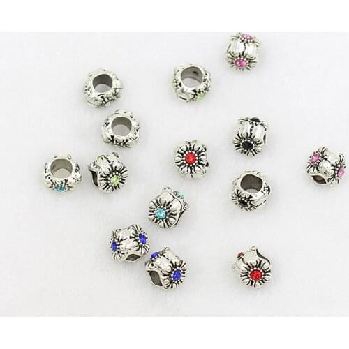 10pc Handmade jewelry accessories DIY alloy silver drill three perforated Beads Bracelet manufacturers selling flowers