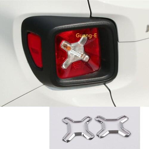 Car Rear Tail Back Light Lamp Detector Frame Stick ABS Chrome Cover Trim Hoods 2pcs For Jeep Renegade 2016 2017 2018 2019 2020