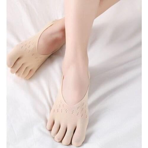 Womens Summer Five-finger Socks Women Ultrathin Socks Funny Toe Invisible Sokken With Silicone Non-slip Breathable Anti-frictio