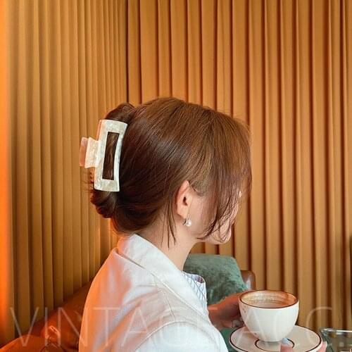 Women Korean Acetate Grabbing Clip Back Head Clip Lady Geometric Hair Claw