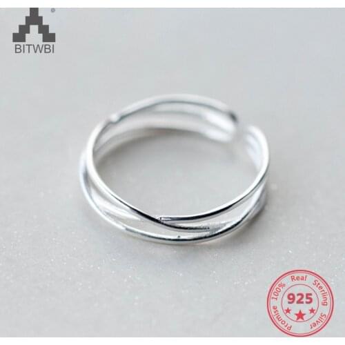 Factory Price 100% 925 Sterling Silver Fashion Minimalism Three Layer Open Ring Fine Jewelry for Female