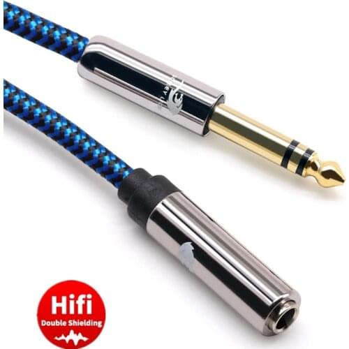 Stereo 1/4'' TRS 6.35mm male to 1/4 inch female Audio Extension Cable Headphone Earphone Amplifier Cord 1m 2m 3m 5m