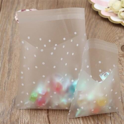 100pcs Small Plastic Bags Frosted Transparent Cellophane Bag Party Goodies Gift Bags Candy Cookie Pouch Polka Dot