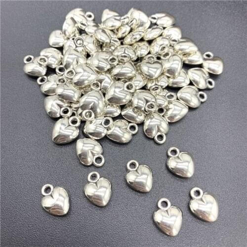 15pcs 12x10mm Alloy Beads Cap Ancient Silver Charms Heart Shape Pendant Charms For Jewelry Making DIY Accessories