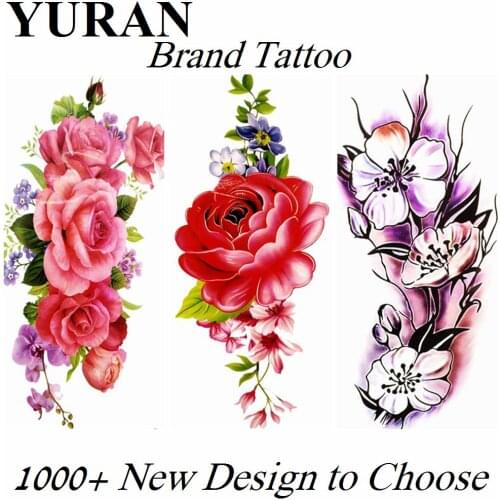 3D Sexy Flower Rose Fake Large Temporary Tattoos Sticker Waterproof Tattoo Paper For Women Girls Body Arm Tatoos Chains Jewelry