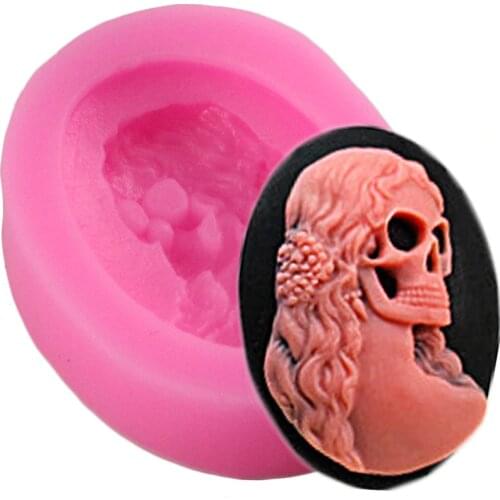 3D Skull Head Silicone Home Party Fondant Cake Mold Chocolate Halloween Party Cake Decorating Tools Sugarcraft Resin Clay Moulds