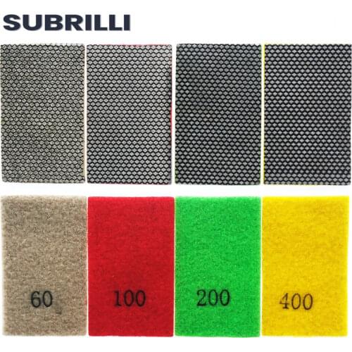 4pcs Electroplated Diamond Hand Polishing Pad Sanding Paper Flexible Dry Wet Polishing Sheet Sand Grinding Paper for Glass Stone