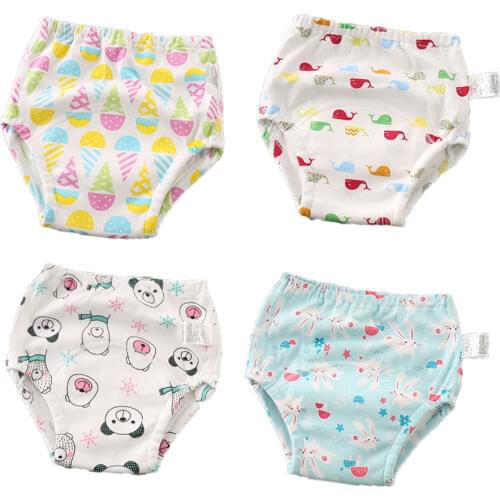 4 pcs Cotton Baby Potty Training Pants Infant Shorts Underwear Cloth Diaper Nappies Baby Waterproof Cloth Diaper Nappies