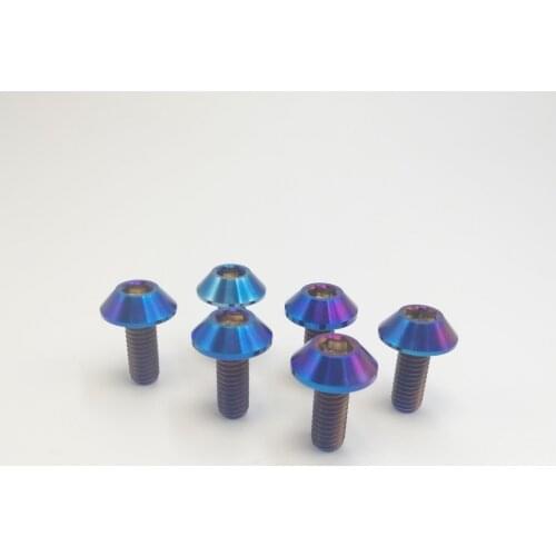 6Pcs M6X15mm Titanium Ti Burning blue Bolts for Racing Motorbike Umbrella Head Screw Motorcycle Ti Screws Fastener