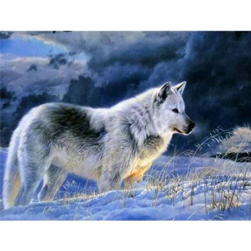 New Arrival Full Square Round Diamond Painting Wolf Cross Stitch 5D DIY Diamond Embroidery Animal Needlework Snow Handmade Gift