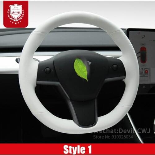Steering wheel cover Premium durable leather hand-stitched carbon fiber leather grip car accessories For Tesla Model 3 Y S X
