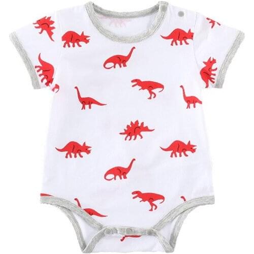 Baby Clothng Summer fruit Strawberry Cartoon animal dinosaur Printed Cotton Kids boys girls Jumpsuit children clothing