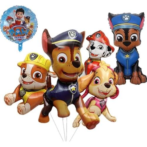 25/50pcs Paw Patrol Toys Balloons Anime Action Figure Kawaii Canine Foil Balloon Chase Marshall Rocky Anime Action Figures Thing