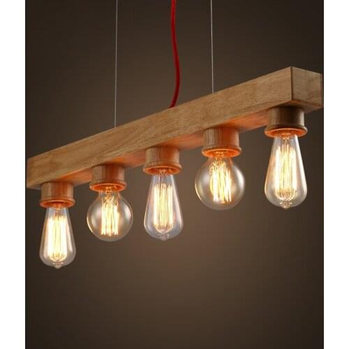 European vintage loft wooden pendant light lamp dining room bar dining room hanging lamp e27