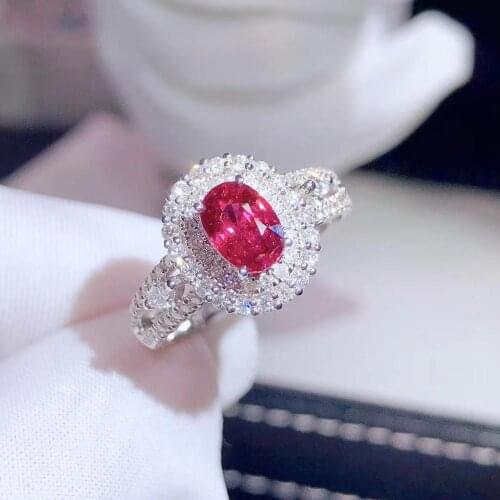 H708 Natural 1.02ct Red Ruby Ring Diamonds Jewelry Anniversary Females Rings for Womens Fine Rings