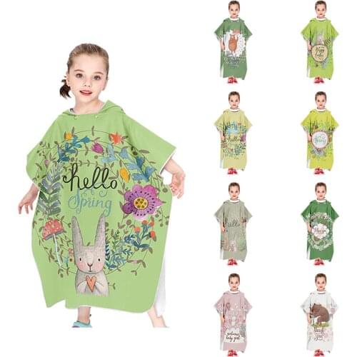 Poncho Kids Rabbit Baby Bathrobe Hooded Children Bathrobes Microfibre Bath Robe Cartoon For Boys Girls Toddler Beach Swim Towels