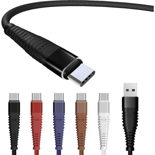 1m 2m 3m Type USB C Cable Fast Charging USB Type-C for Huawei P20 Xiaomi Samsung S9 S8 OnePlus 5 Data Sync Textile Braided Cable