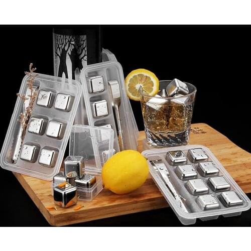 Vodka Whiskey Stone Drink Wine Whisky Beer Cooler Ice Cubes Bucket Bar KTV Party Gift Tool Stones for Whiskey Stainless Steel