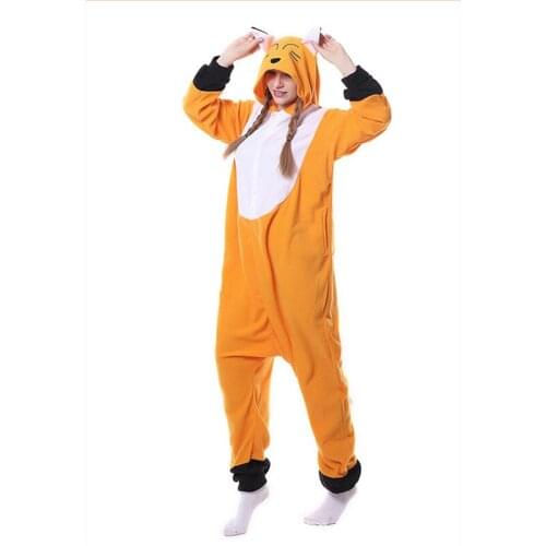 Adults Orange Fox Onesies New Women Men Unisex Cartoon Pajamas Animal Cosplay One Piece Sleepwear Boys Girls Jumpsuit Onesies