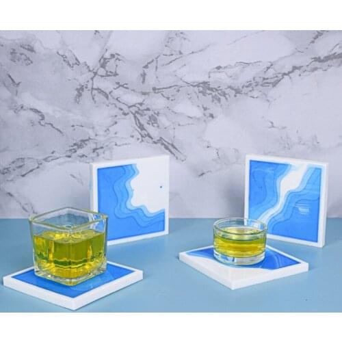 Square Island Coaster Epoxy Resin Mold DIY Crafts Jewelry Cup Mat Silicone Mould