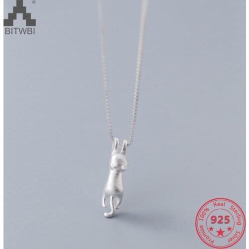 Hot Sale S925 Sterling Silver Fashion Creative Mix Personality Cute Scrub Cat Pendnts Necklace