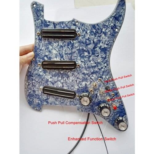Multifunction Guitar Pickups Pickguard Grey Pearl Tortoise Shell SSS Dual Track Pickup 20 tone switches Super Wiring Assembly