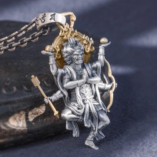 Solid 999 Sterling Silver handmade Buddha mens pendant Charm jewelry A5266
