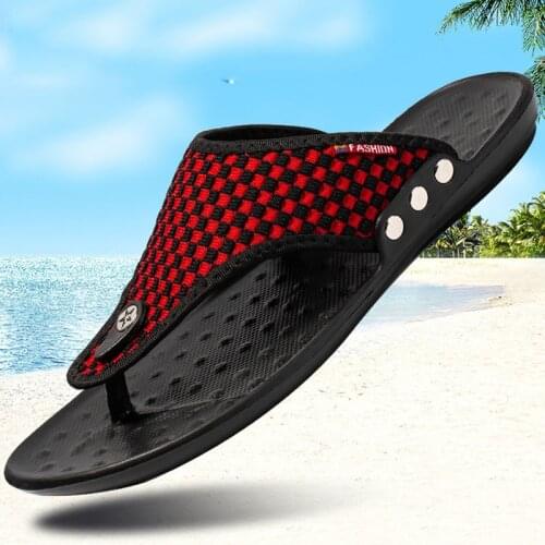 2021 New Summer Mens Flying Woven Flip-flops Casual And Comfortable Flip-flop Sandals Home Beach Mens Slippers