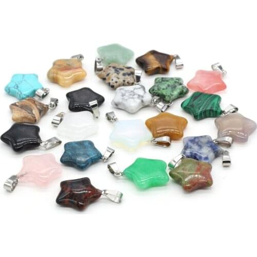 Explosive Natural Rose Quartz Beads Simple and Fashionable Pentagram Pendant Necklace Handmade Women Mens Gift Jewelry Necklace