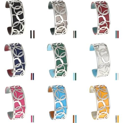 Legenstar 2020 New Fashion Bracelet Bangle for Women Stainless Steel Colorful Leather Hoop Manchette Femme Bracelet Puls