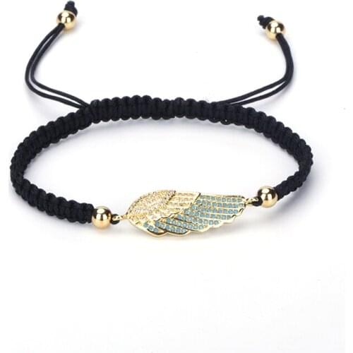 New Fashion Adjusted Bracelets Angel Wings Pave CZ Charms Bracelets Gold Sliver Black Rose Gold Color Hand-woven Bracelets
