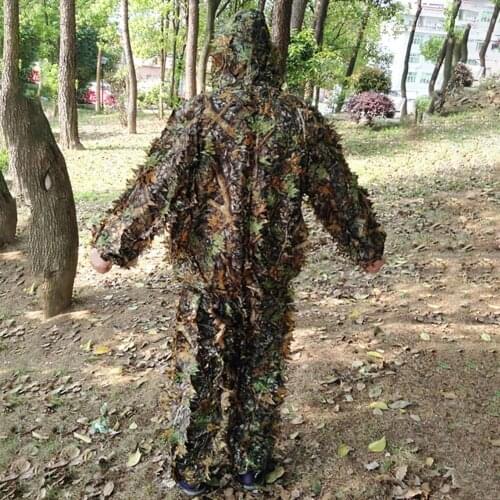 1 Set Outdoor Women Men 3D Leaves Lightweight Hooded Leaf Camouflage Hunting Suit Gaming Professional Hidden Clothing
