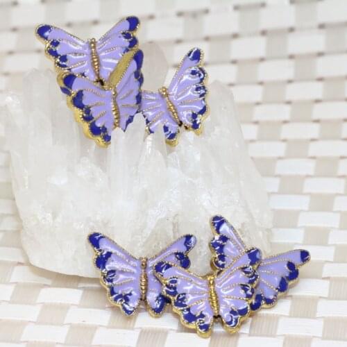 17*22mm gold-color light purple butterfly shape cloisonne pendant accessories spacers beads hot sale jewelry making 5pcs B2391