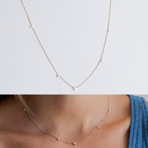 Simple Ladies Jewelry 925 Sterling Silver Necklace White AAA bling cubic zirconia cz Pendant Necklaces Fashion Gift Accessories