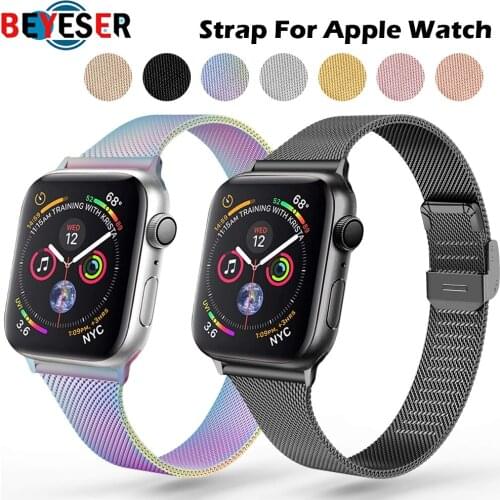 Strap For Apple Watch band 44mm 40mm Series Stainless steel metal bracelet correa for iWatch 6 5 se 4 3 milanese band 42 mm 38mm