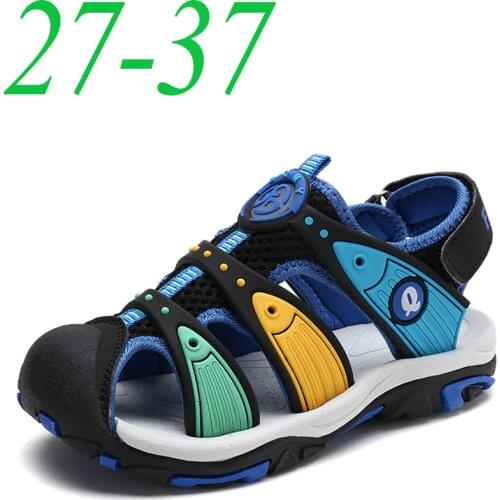 Newest Summer Kids Fish Pattern Hole Shoes Outdoor Beach Shoes Flat Non-slip Wave Slippers Kids Sandals Boys