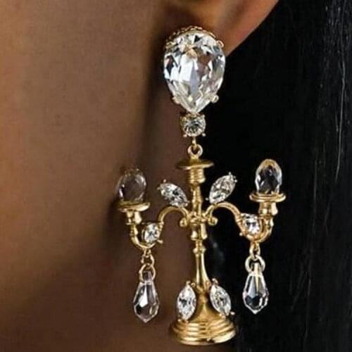 Gold Baroque Earring Female 2018 Drop Chandelier Earrings For Women Crystal Candlestick big Earring Jewelry Oorbellen Pendientes