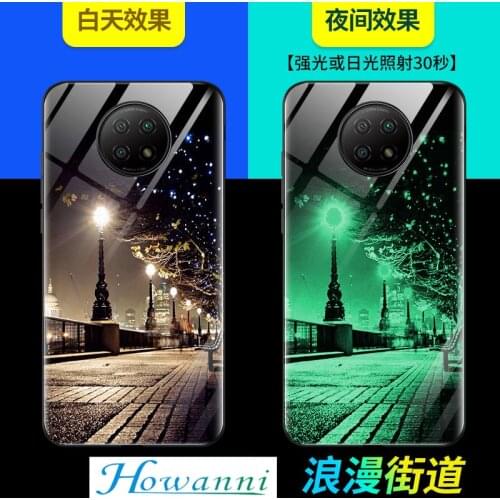 Luminous Tempered Glass Case For Xiaomi Redmi Note 9T 5G Case Glowing in Dark Back Cover For Xiaomi Redmi Note 9T 5G Cover Cell