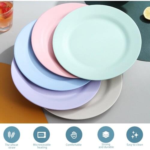 25cm Plates dinnerware Wheat Straw Plates Unbreakable Lightweight Dinner Plates Reusable plastic plate Set Set Dinner Plates