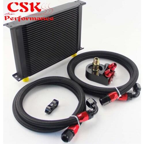 Universal 28 Row 10AN Aluminum Engine Transmission Oil Cooler+filter adapter Kit