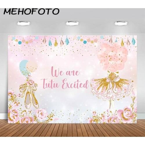 Tutu Ballerina Princess Party Photography Background Pink Floral Ballet Shoes Pastel Girls Birthday Baby Shower Photo Backdrop