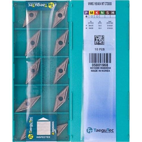 VNMG160404-MT CT3000 Original Taegutac Carbide Inserts Turning Inserts Lathe Tools 10Pcs/Lot