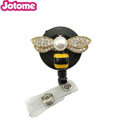 Animal Insect Yellow Bee Nurse Medical Yoyo ID Card Name Retractable Badge Reel Clip